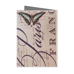 Vintage Scripts Floral Scripts Butterfly Eiffel Tower Vintage Paris Fashion Mini Greeting Card (8 Pack)