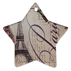 Vintage Scripts Floral Scripts Butterfly Eiffel Tower Vintage Paris Fashion Star Ornament (two Sides) by chicelegantboutique