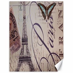 Vintage Scripts Floral Scripts Butterfly Eiffel Tower Vintage Paris Fashion Canvas 18  X 24  (unframed) by chicelegantboutique