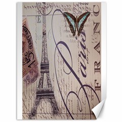 Vintage Scripts Floral Scripts Butterfly Eiffel Tower Vintage Paris Fashion Canvas 36  X 48  (unframed) by chicelegantboutique