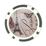 Vintage Scripts Floral Scripts Butterfly Eiffel Tower Vintage Paris Fashion Poker Chip Back