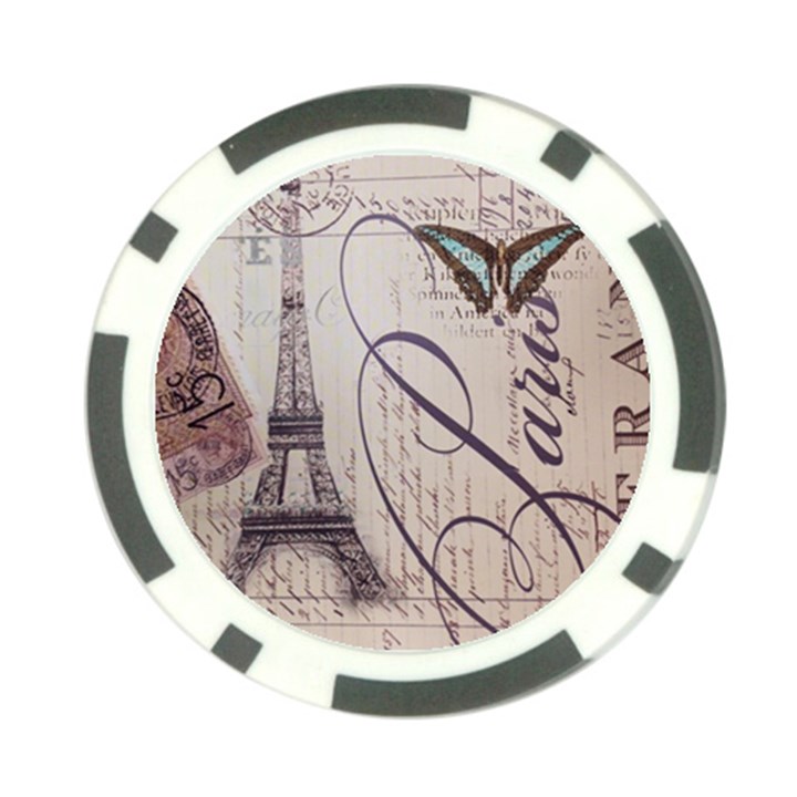 Vintage Scripts Floral Scripts Butterfly Eiffel Tower Vintage Paris Fashion Poker Chip 10 Pack