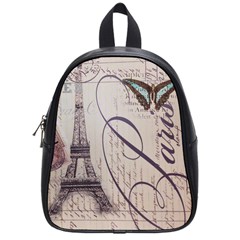 Vintage Scripts Floral Scripts Butterfly Eiffel Tower Vintage Paris Fashion School Bag (small) by chicelegantboutique