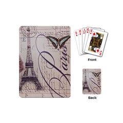 Vintage Scripts Floral Scripts Butterfly Eiffel Tower Vintage Paris Fashion Playing Cards (mini)