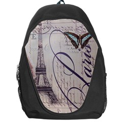 Vintage Scripts Floral Scripts Butterfly Eiffel Tower Vintage Paris Fashion Backpack Bag by chicelegantboutique