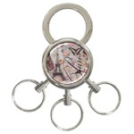 French Pastry Vintage Scripts Floral Scripts Butterfly Eiffel Tower Vintage Paris Fashion 3-Ring Key Chain Front