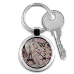 French Pastry Vintage Scripts Floral Scripts Butterfly Eiffel Tower Vintage Paris Fashion Key Chain (Round) Front