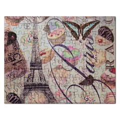 French Pastry Vintage Scripts Floral Scripts Butterfly Eiffel Tower Vintage Paris Fashion Jigsaw Puzzle (rectangle) by chicelegantboutique