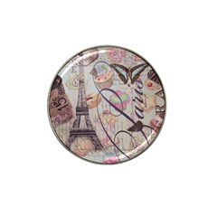 French Pastry Vintage Scripts Floral Scripts Butterfly Eiffel Tower Vintage Paris Fashion Golf Ball Marker 4 Pack (for Hat Clip) by chicelegantboutique