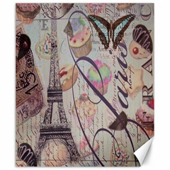 French Pastry Vintage Scripts Floral Scripts Butterfly Eiffel Tower Vintage Paris Fashion Canvas 20  X 24  (unframed) by chicelegantboutique