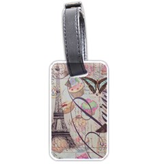 French Pastry Vintage Scripts Floral Scripts Butterfly Eiffel Tower Vintage Paris Fashion Luggage Tag (one Side) by chicelegantboutique