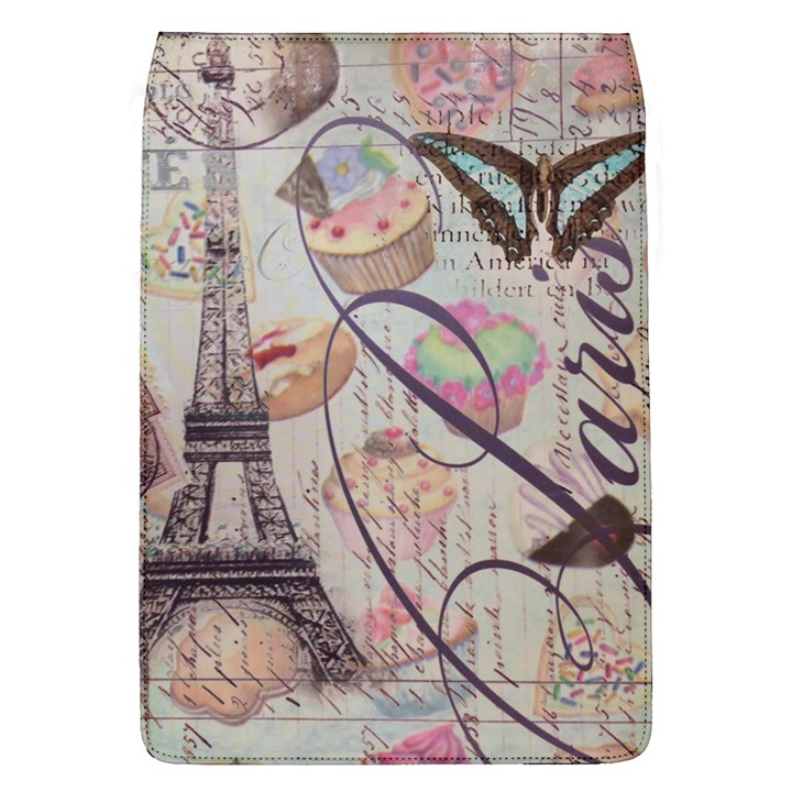 French Pastry Vintage Scripts Floral Scripts Butterfly Eiffel Tower Vintage Paris Fashion Removable Flap Cover (Large)