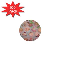 French Pastry Vintage Scripts Cookies Cupcakes Vintage Paris Fashion 1  Mini Button (100 Pack) by chicelegantboutique