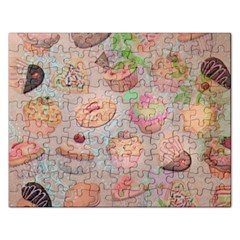 French Pastry Vintage Scripts Cookies Cupcakes Vintage Paris Fashion Jigsaw Puzzle (rectangle) by chicelegantboutique