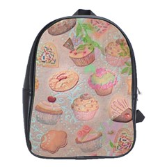 French Pastry Vintage Scripts Cookies Cupcakes Vintage Paris Fashion School Bag (xl) by chicelegantboutique