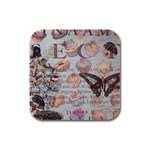 French Pastry Vintage Scripts Floral Scripts Butterfly Eiffel Tower Vintage Paris Fashion Drink Coasters 4 Pack (Square) Front