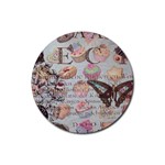 French Pastry Vintage Scripts Floral Scripts Butterfly Eiffel Tower Vintage Paris Fashion Drink Coaster (Round) Front