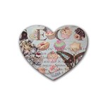 French Pastry Vintage Scripts Floral Scripts Butterfly Eiffel Tower Vintage Paris Fashion Drink Coasters (Heart) Front