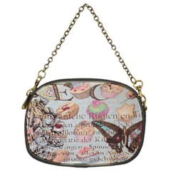 French Pastry Vintage Scripts Floral Scripts Butterfly Eiffel Tower Vintage Paris Fashion Chain Purse (two Sided) 