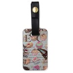 French Pastry Vintage Scripts Floral Scripts Butterfly Eiffel Tower Vintage Paris Fashion Luggage Tag (One Side) Front