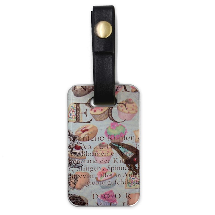 French Pastry Vintage Scripts Floral Scripts Butterfly Eiffel Tower Vintage Paris Fashion Luggage Tag (One Side)