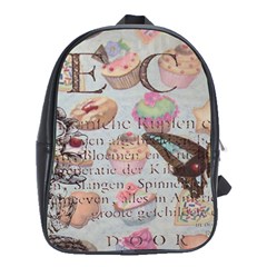 French Pastry Vintage Scripts Floral Scripts Butterfly Eiffel Tower Vintage Paris Fashion School Bag (xl) by chicelegantboutique