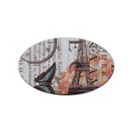 Vintage Clock Blue Butterfly Paris Eiffel Tower Fashion Sticker (Oval) Front