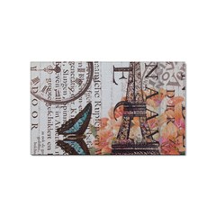 Vintage Clock Blue Butterfly Paris Eiffel Tower Fashion Sticker (rectangle) by chicelegantboutique