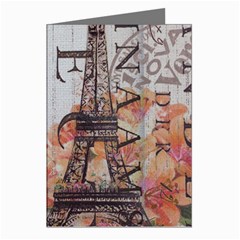 Vintage Clock Blue Butterfly Paris Eiffel Tower Fashion Greeting Card (8 Pack) by chicelegantboutique