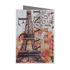 Vintage Clock Blue Butterfly Paris Eiffel Tower Fashion Mini Greeting Card (8 Pack) by chicelegantboutique