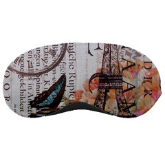 Vintage Clock Blue Butterfly Paris Eiffel Tower Fashion Sleeping Mask by chicelegantboutique