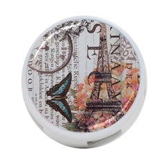 Vintage Clock Blue Butterfly Paris Eiffel Tower Fashion 4-port Usb Hub (two Sides) by chicelegantboutique