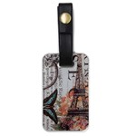 Vintage Clock Blue Butterfly Paris Eiffel Tower Fashion Luggage Tag (One Side) Front