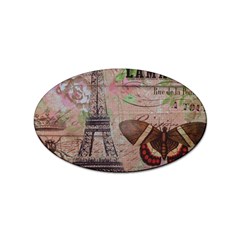 Girly Bee Crown  Butterfly Paris Eiffel Tower Fashion Sticker (oval) by chicelegantboutique