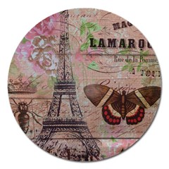 Girly Bee Crown  Butterfly Paris Eiffel Tower Fashion Magnet 5  (round) by chicelegantboutique