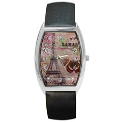 Girly Bee Crown  Butterfly Paris Eiffel Tower Fashion Tonneau Leather Watch by chicelegantboutique