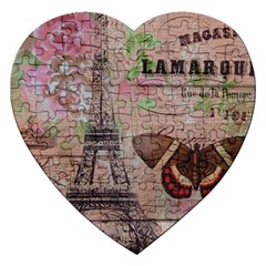 Girly Bee Crown  Butterfly Paris Eiffel Tower Fashion Jigsaw Puzzle (heart) by chicelegantboutique