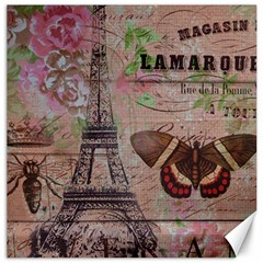 Girly Bee Crown  Butterfly Paris Eiffel Tower Fashion Canvas 12  X 12  (unframed) by chicelegantboutique