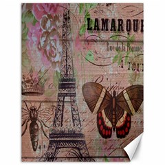 Girly Bee Crown  Butterfly Paris Eiffel Tower Fashion Canvas 12  X 16  (unframed) by chicelegantboutique