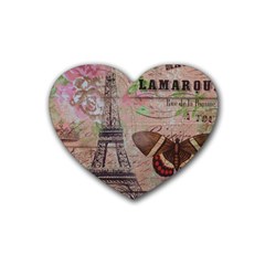 Girly Bee Crown  Butterfly Paris Eiffel Tower Fashion Drink Coasters 4 Pack (heart)  by chicelegantboutique