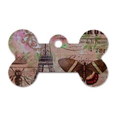 Girly Bee Crown  Butterfly Paris Eiffel Tower Fashion Dog Tag Bone (one Sided) by chicelegantboutique