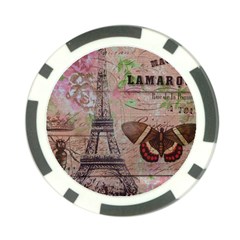 Girly Bee Crown  Butterfly Paris Eiffel Tower Fashion Poker Chip by chicelegantboutique