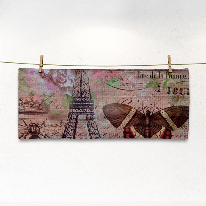 Girly Bee Crown  Butterfly Paris Eiffel Tower Fashion Hand Towel