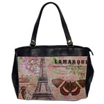 Girly Bee Crown  Butterfly Paris Eiffel Tower Fashion Oversize Office Handbag (Two Sides) Front