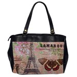 Girly Bee Crown  Butterfly Paris Eiffel Tower Fashion Oversize Office Handbag (Two Sides) Back