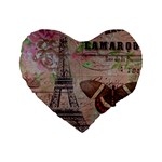 Girly Bee Crown  Butterfly Paris Eiffel Tower Fashion 16  Premium Heart Shape Cushion  Front