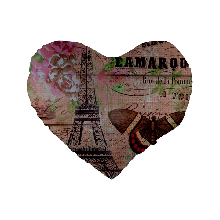 Girly Bee Crown  Butterfly Paris Eiffel Tower Fashion 16  Premium Heart Shape Cushion 