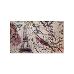 Paris Eiffel Tower Vintage Bird Butterfly French Botanical Art Sticker (rectangle)