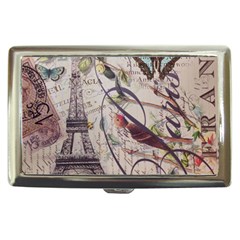 Paris Eiffel Tower Vintage Bird Butterfly French Botanical Art Cigarette Money Case by chicelegantboutique