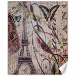 Paris Eiffel Tower Vintage Bird Butterfly French Botanical Art Canvas 16  x 20  (Unframed) 15.75 x19.29  Canvas - 1